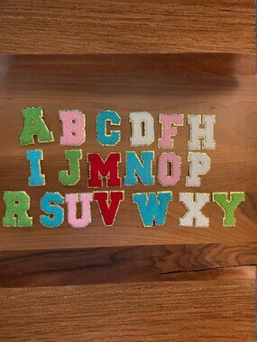 Iron on Fluffy 3" Vibrant Glittery Alphabet Patches 19 PCS (SKU: 67MI)